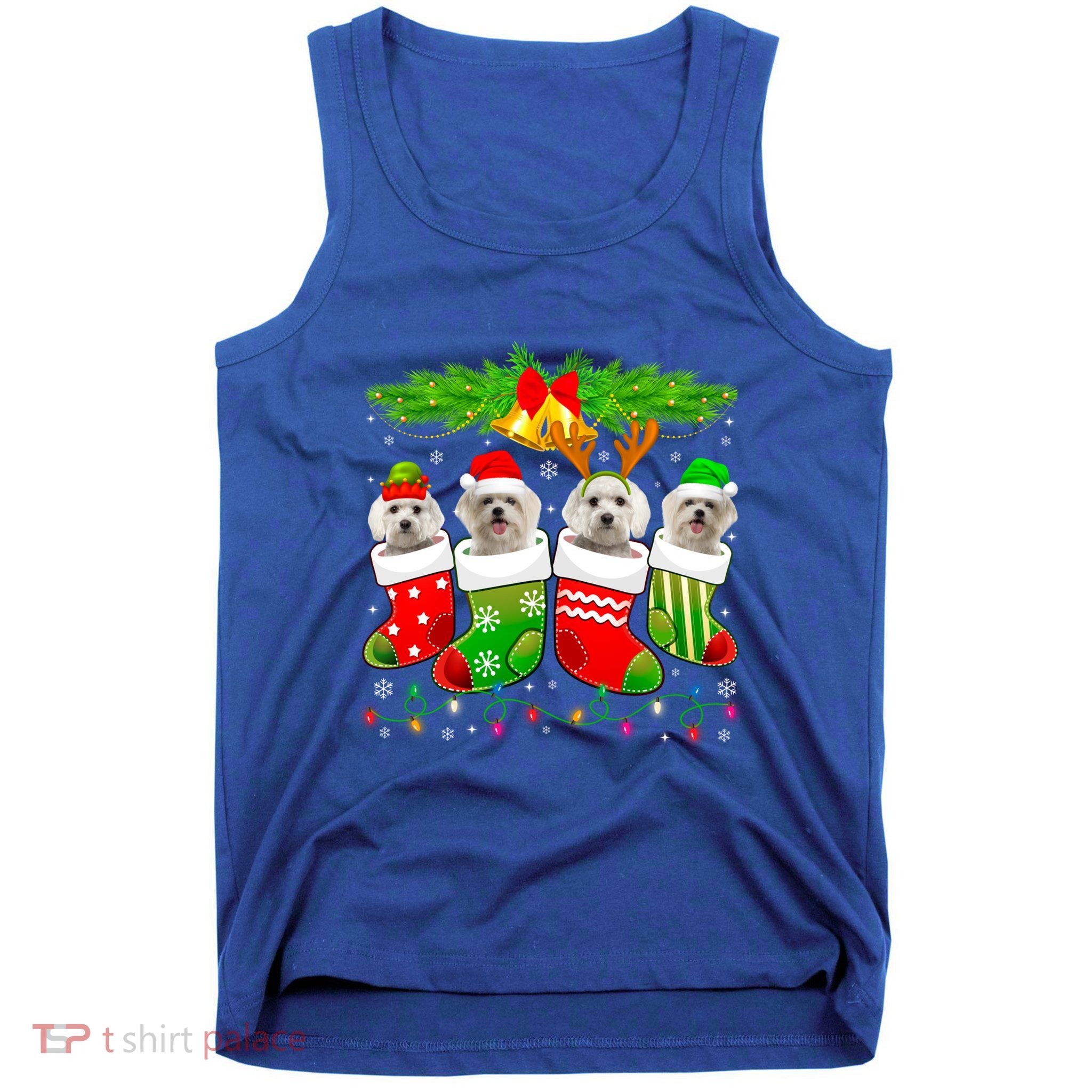 Cute Maltese Dog In Sock Christmas Santa Xmas Dog Gift Tank Top