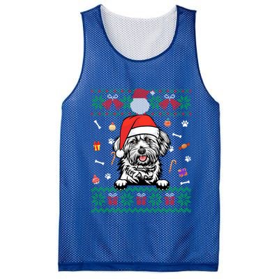 Cute Maltese Dog Ugly Christmas Santa Hat Xmas Gift Mesh Reversible Basketball Jersey Tank