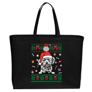 Cute Maltese Dog Ugly Christmas Santa Hat Xmas Gift Cotton Canvas Jumbo Tote