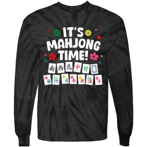 Cute Mahjong Design For Tile Game Mahjong Player Tie-Dye Long Sleeve Shirt