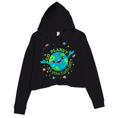 Cute Mother Earth Day Save Our Planet Women Girl Crop Fleece Hoodie