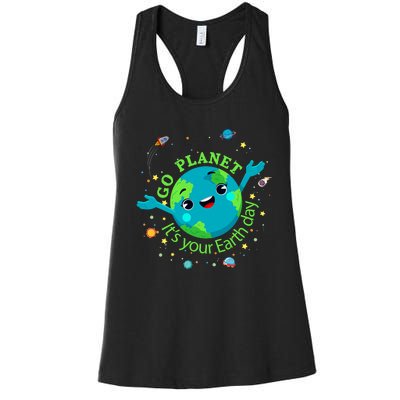 Cute Mother Earth Day Save Our Planet Women Girl Women's Racerback Tank