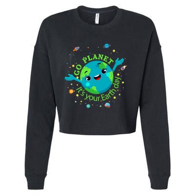 Cute Mother Earth Day Save Our Planet Women Girl Cropped Pullover Crew