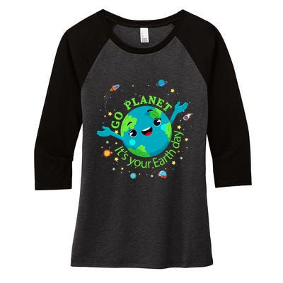 Cute Mother Earth Day Save Our Planet Women Girl Women's Tri-Blend 3/4-Sleeve Raglan Shirt