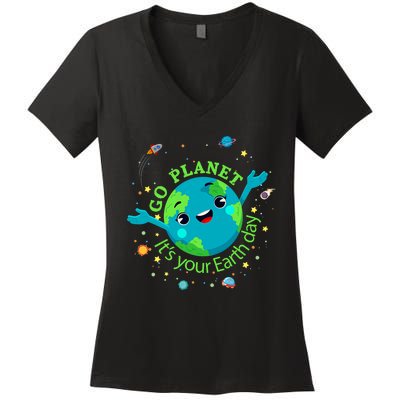 Cute Mother Earth Day Save Our Planet Women Girl Women's V-Neck T-Shirt