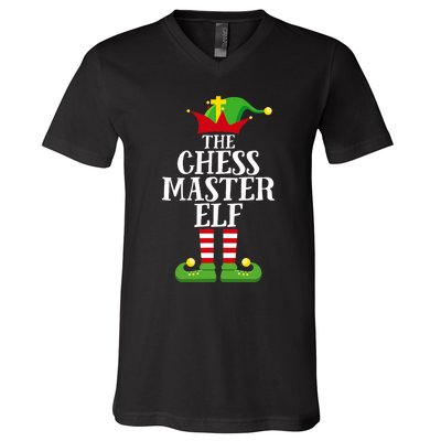 Chess Master Elf Family Matching Christmas Elf Group Pj V-Neck T-Shirt