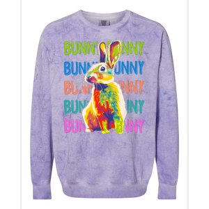 Cute Multicolor Easter Bunny Rabbit Colorblast Crewneck Sweatshirt