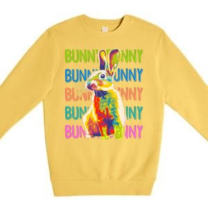 Cute Multicolor Easter Bunny Rabbit Premium Crewneck Sweatshirt