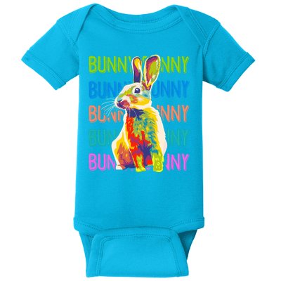 Cute Multicolor Easter Bunny Rabbit Baby Bodysuit