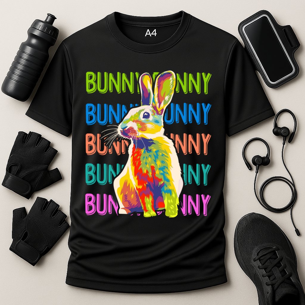Cute Multicolor Easter Bunny Rabbit Performance Shirt