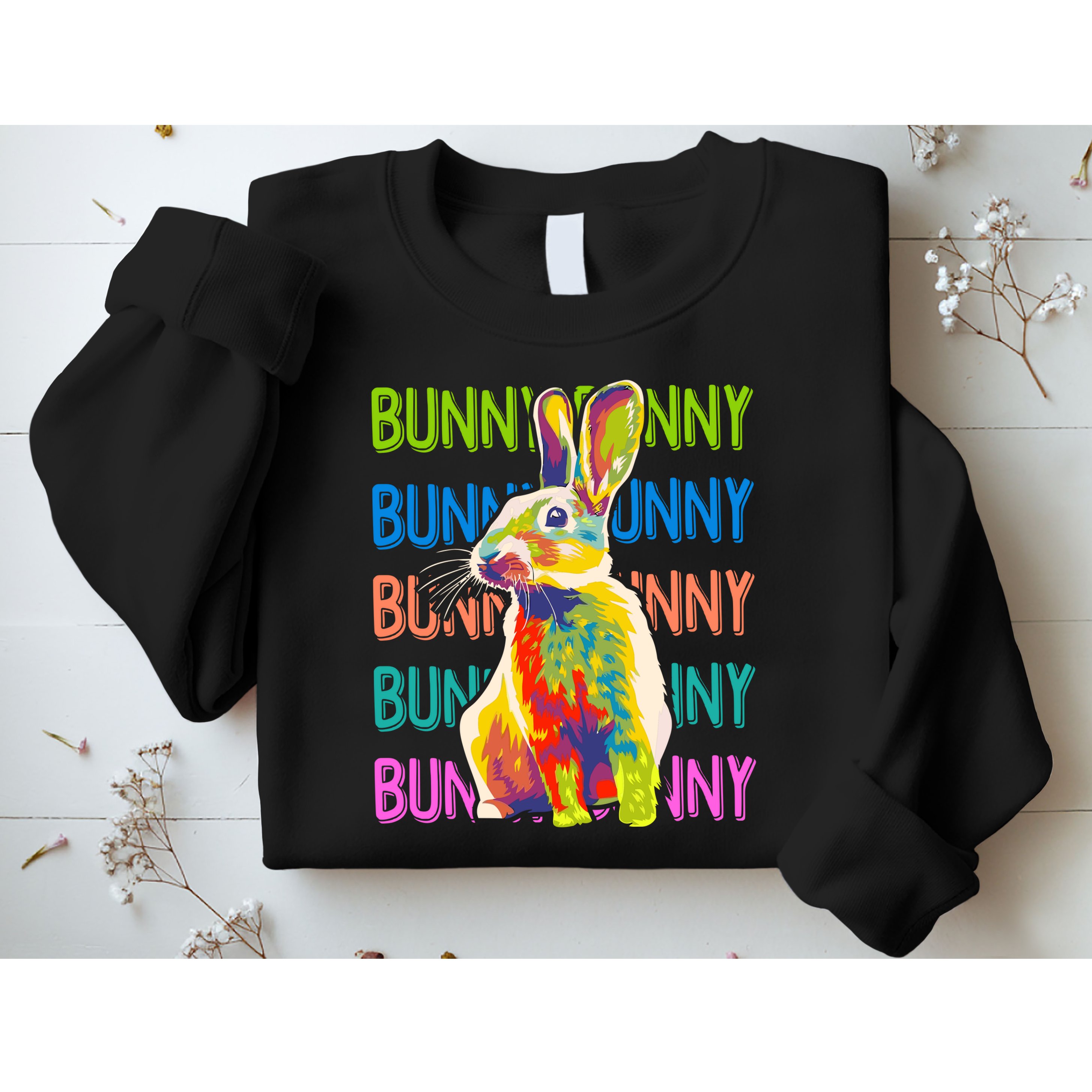 Cute Multicolor Easter Bunny Rabbit Sweatshirt