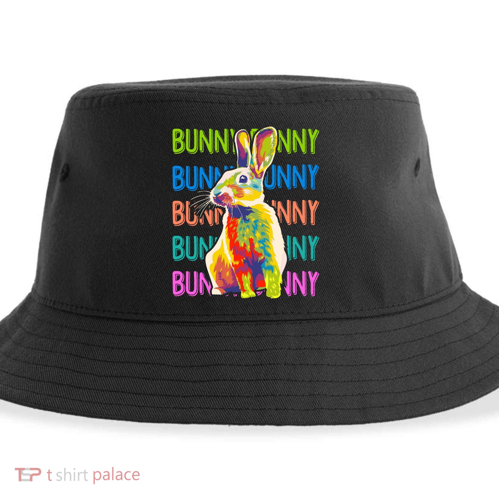 Cute Multicolor Easter Bunny Rabbit Sustainable Bucket Hat