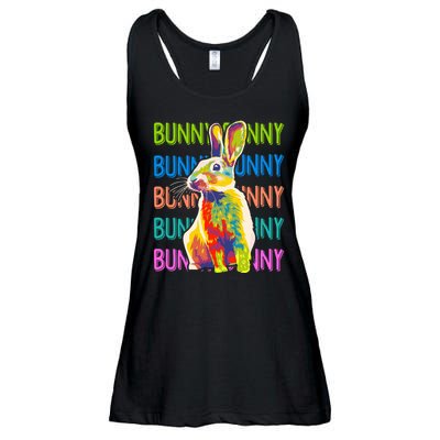 Cute Multicolor Easter Bunny Rabbit Ladies Essential Flowy Tank
