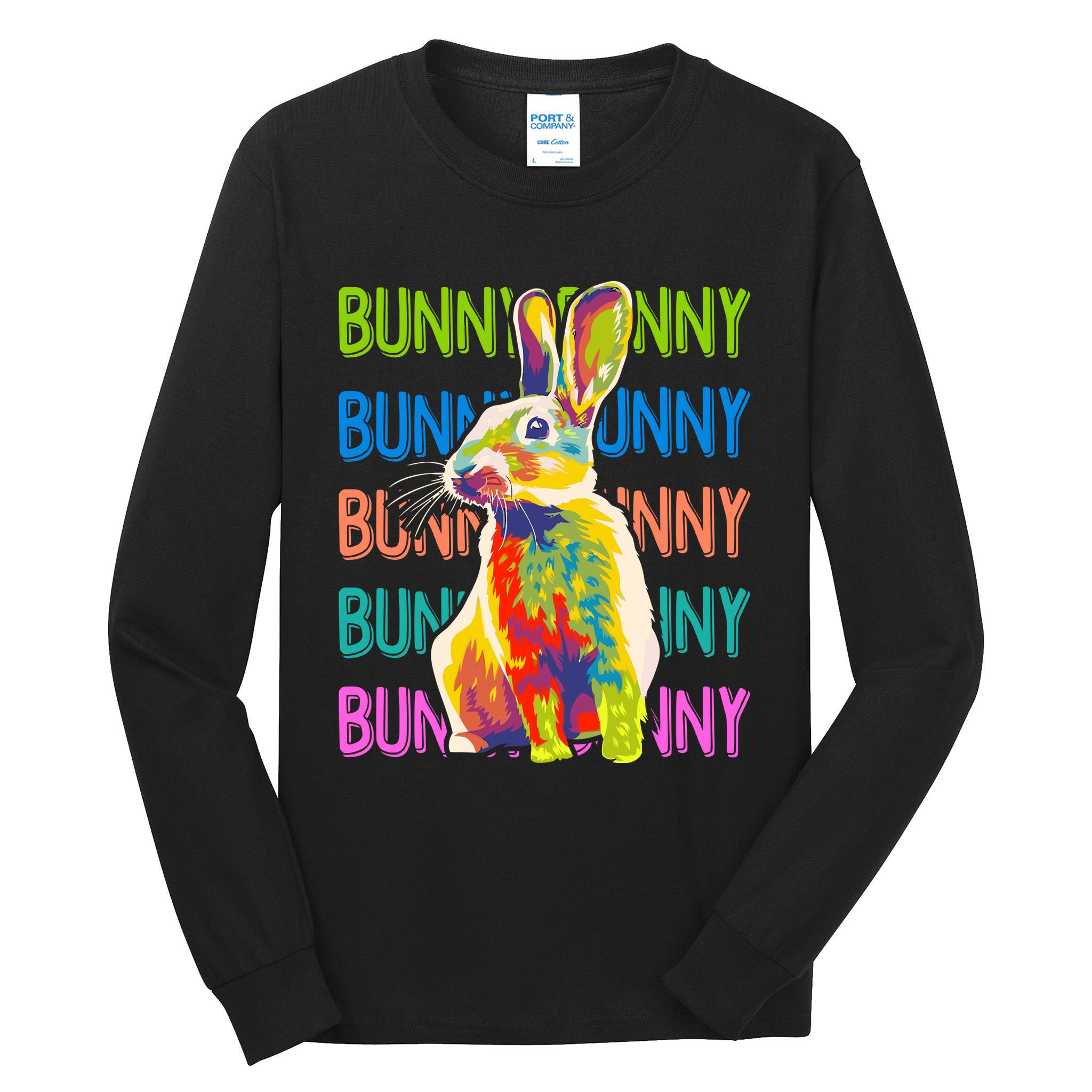 Cute Multicolor Easter Bunny Rabbit Tall Long Sleeve T-Shirt