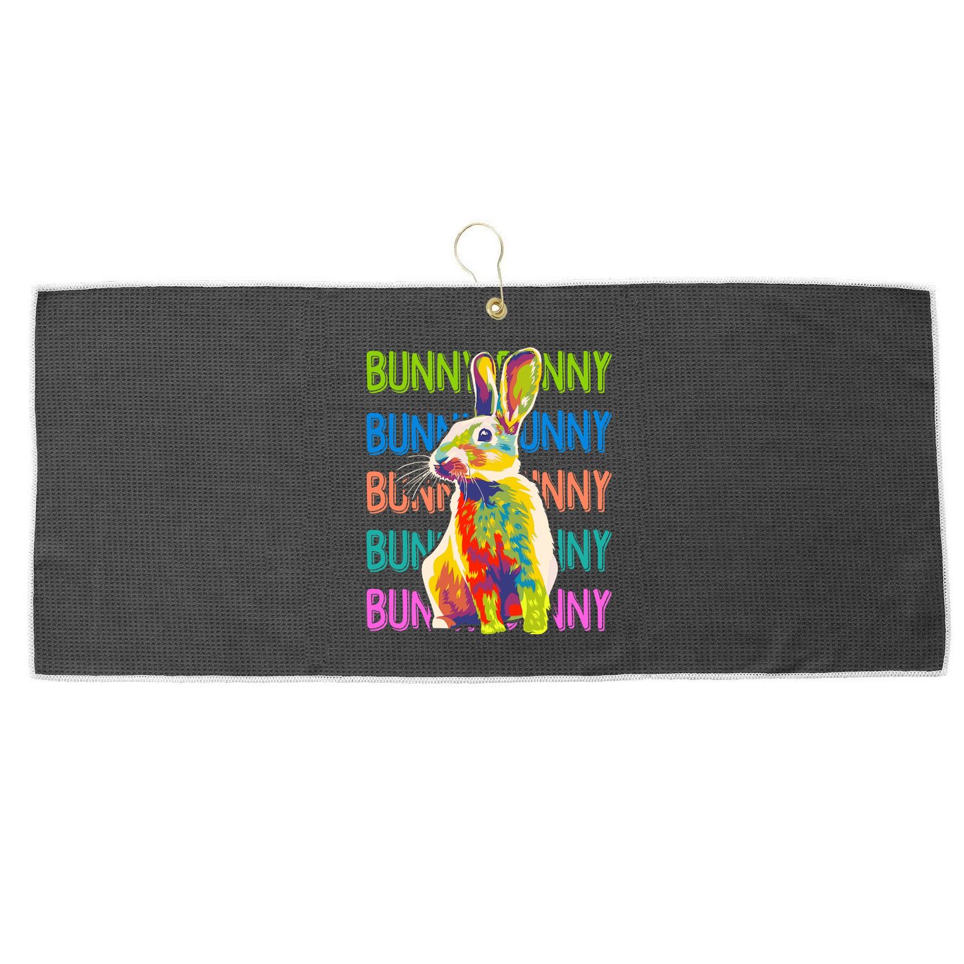 Cute Multicolor Easter Bunny Rabbit Large Microfiber Waffle Golf Towel