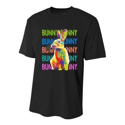 Cute Multicolor Easter Bunny Rabbit Youth Performance Sprint T-Shirt