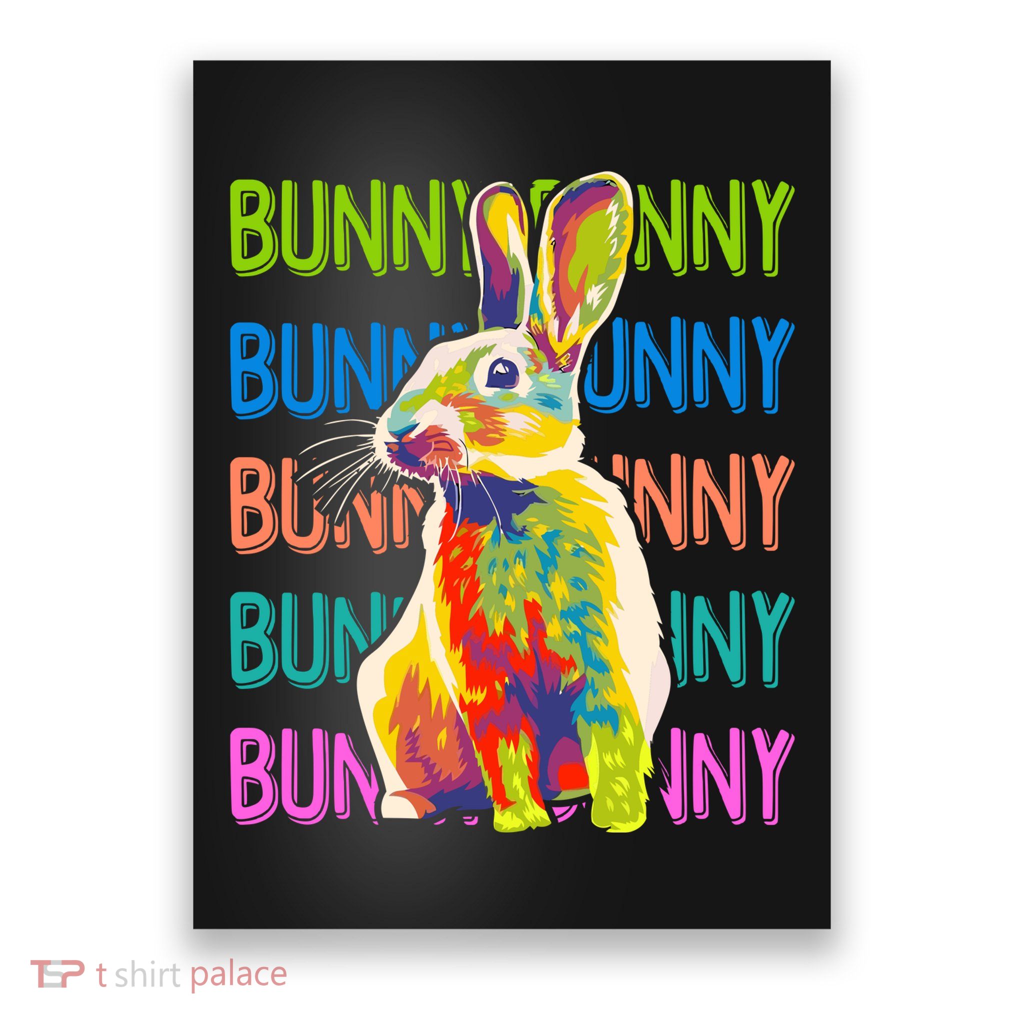 Cute Multicolor Easter Bunny Rabbit Poster