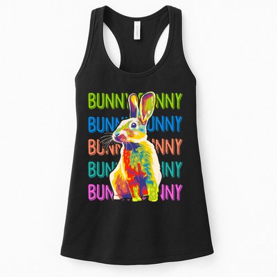 Cute Multicolor Easter Bunny Rabbit Womens Tank Top