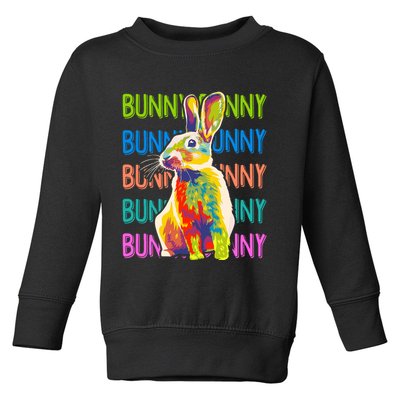 Cute Multicolor Easter Bunny Rabbit Toddler Sweatshirt