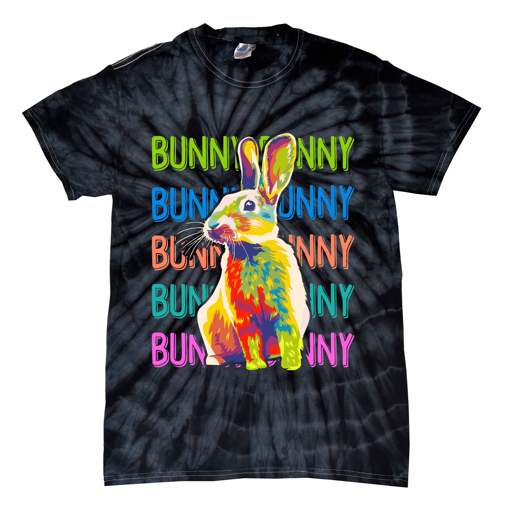 Cute Multicolor Easter Bunny Rabbit Tie-Dye T-Shirt
