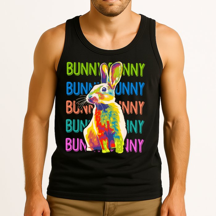 Cute Multicolor Easter Bunny Rabbit Tank Top