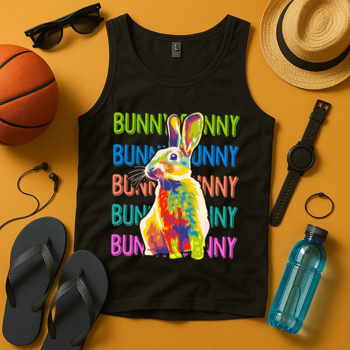 Cute Multicolor Easter Bunny Rabbit Tank Top