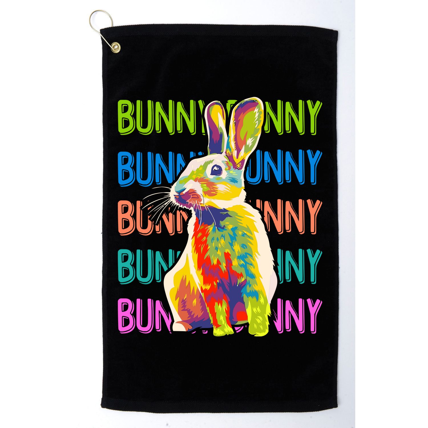 Cute Multicolor Easter Bunny Rabbit Golf Towel