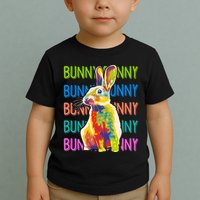 Cute Multicolor Easter Bunny Rabbit Toddler T-Shirt