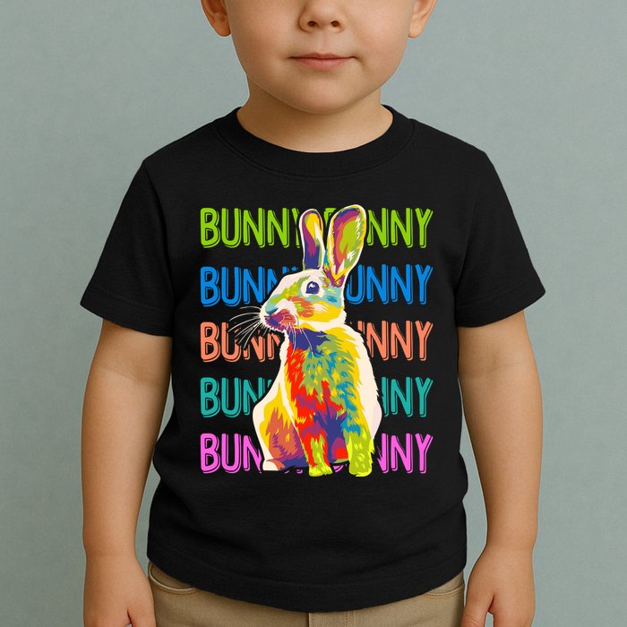 Cute Multicolor Easter Bunny Rabbit Toddler T-Shirt
