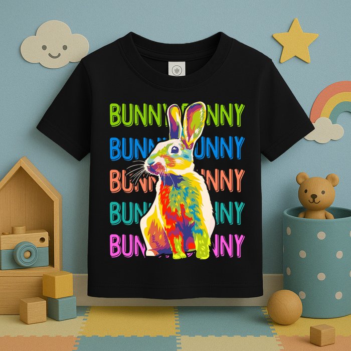 Cute Multicolor Easter Bunny Rabbit Toddler T-Shirt