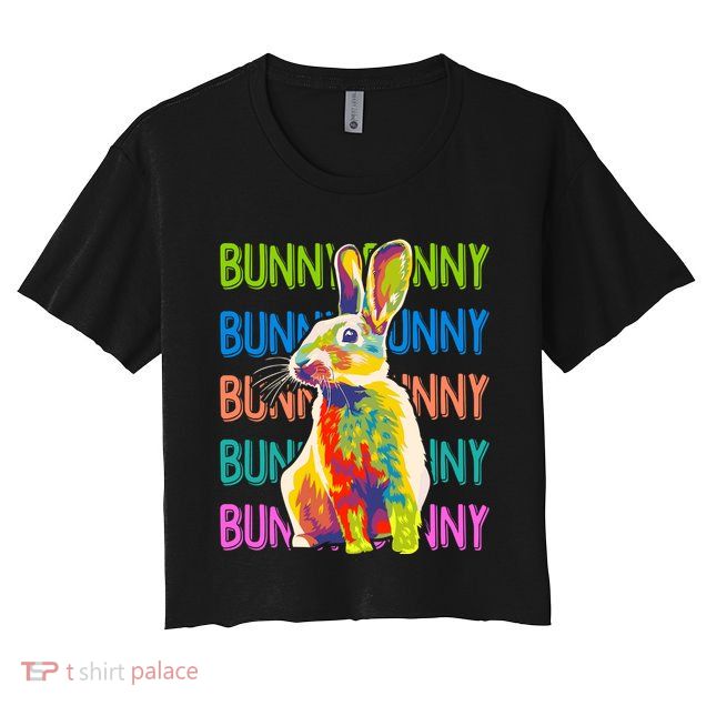 Cute Multicolor Easter Bunny Rabbit Crop Top