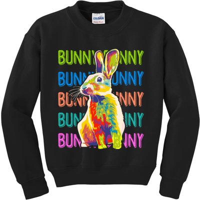 Cute Multicolor Easter Bunny Rabbit Kids Sweatshirt
