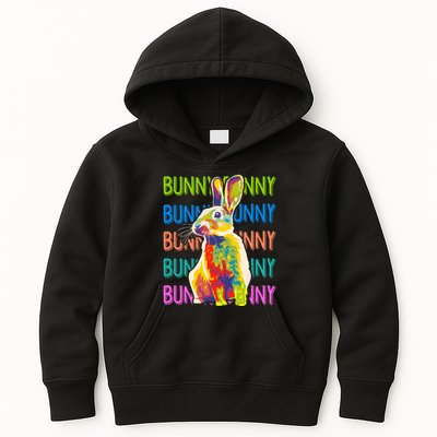Cute Multicolor Easter Bunny Rabbit Kids Hoodie