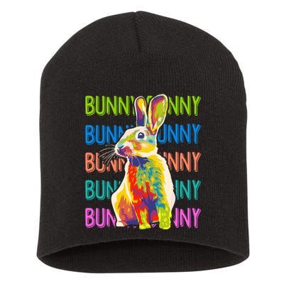 Cute Multicolor Easter Bunny Rabbit Short Acrylic Beanie