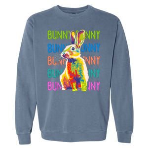 Cute Multicolor Easter Bunny Rabbit Garment-Dyed Sweatshirt