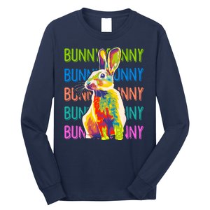 Cute Multicolor Easter Bunny Rabbit Long Sleeve Shirt