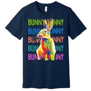 Cute Multicolor Easter Bunny Rabbit Premium T-Shirt