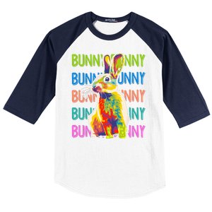 Cute Multicolor Easter Bunny Rabbit Baseball Sleeve Shirt