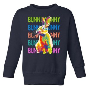 Cute Multicolor Easter Bunny Rabbit Toddler Sweatshirt