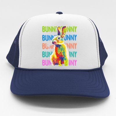 Cute Multicolor Easter Bunny Rabbit Trucker Hat