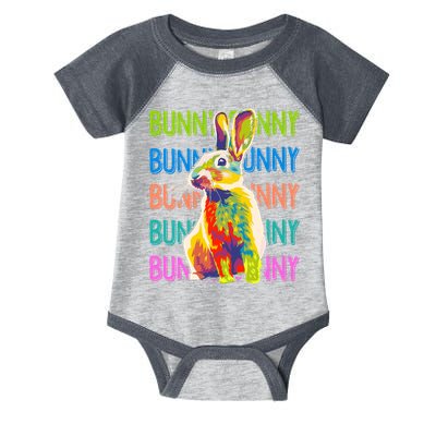 Cute Multicolor Easter Bunny Rabbit Infant Baby Jersey Bodysuit