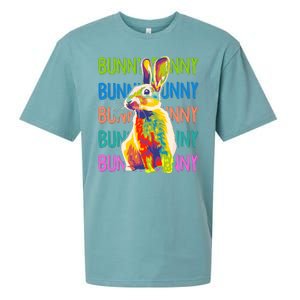 Cute Multicolor Easter Bunny Rabbit Sueded Cloud Jersey T-Shirt