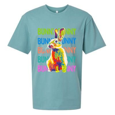 Cute Multicolor Easter Bunny Rabbit Sueded Cloud Jersey T-Shirt