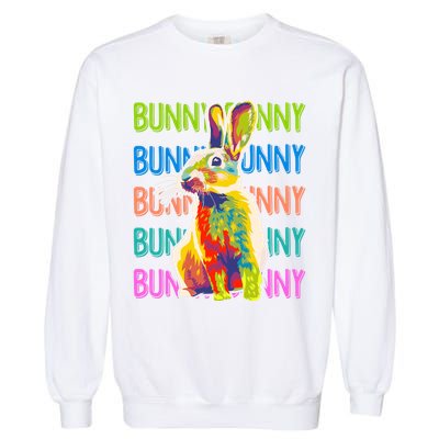 Cute Multicolor Easter Bunny Rabbit Garment-Dyed Sweatshirt