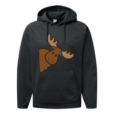 Cute Moose Elk Deer Funny Alaska Moose Performance Fleece Hoodie