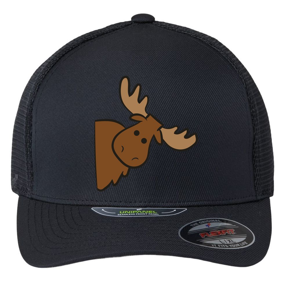 Cute Moose Elk Deer Funny Alaska Moose Flexfit Unipanel Trucker Cap