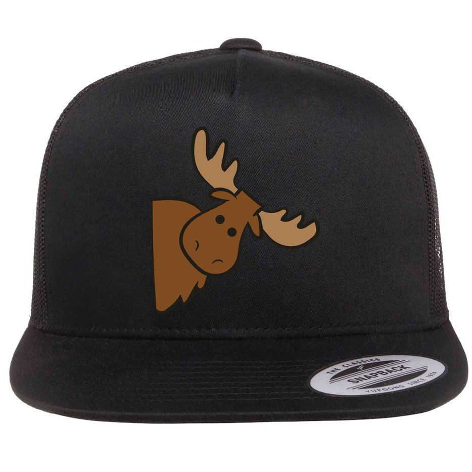Cute Moose Elk Deer Funny Alaska Moose Flat Bill Trucker Hat