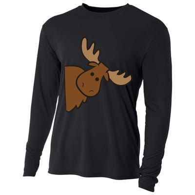 Cute Moose Elk Deer Funny Alaska Moose Cooling Performance Long Sleeve Crew