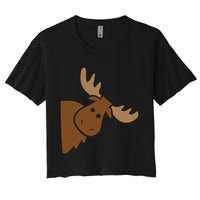 Cute Moose Elk Deer Funny Alaska Moose Women's Crop Top Tee