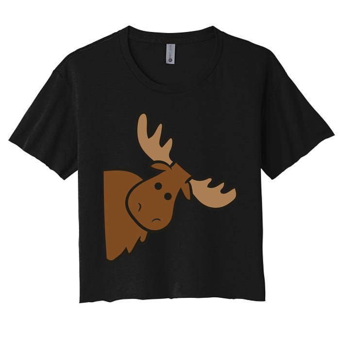 Cute Moose Elk Deer Funny Alaska Moose Women's Crop Top Tee